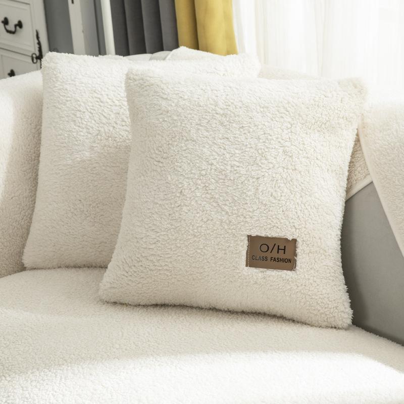 Зимняя подушка для дивана из овчины, утолщенная флисовая подушка, нескользящий кожаный чехол для дивана, высококачественный скандинавский простой зимний чехол