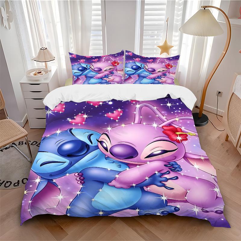 Stitch Angel Print 3Pcs Bedding Setduvet Cover With 2 Bedropillowcase Home Birthday Gift