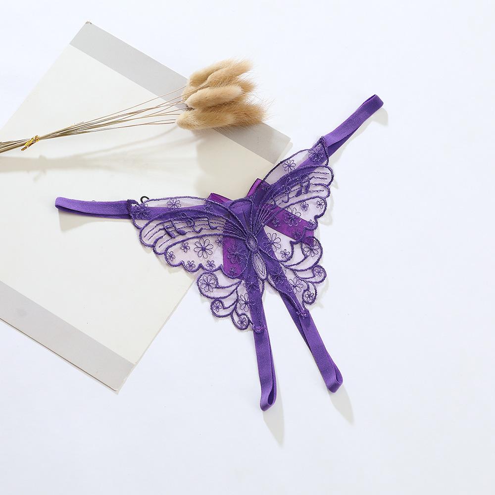 Женские супер сексуальные кружевные прозрачные стринги, горячие трусики с открытой промежностью, милые стринги Т-образной формы с узлом-бабочкой