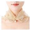 Faux Silk Scarf Lightweight Mesh Soft Shiny Touch Edge-covered Design Scarf with Faux Pearl Decor Neck Decoration