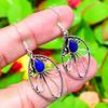 Lapis Lazuli Gemstone Handmade 925 Sterling Silver Jewelry Earring 2.01" P6U88