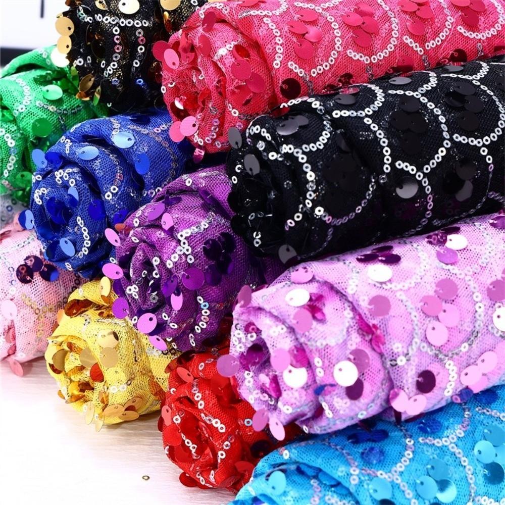 Fish Scale Pattern Sequin Tulle Fabric DIY Sewing Material Sequins Backdrop Fabric