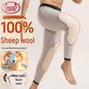Langsha Men's Plush Wool Silk Thermal Pants with Knee Patches