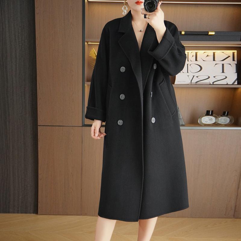 Женское пальто из 100% шерсти TIDENOVEL Осеннее шерстяное длинное пальто Ручной работы Пальто-бушлат Зимняя теплая шерстяная длинная куртка Пальто