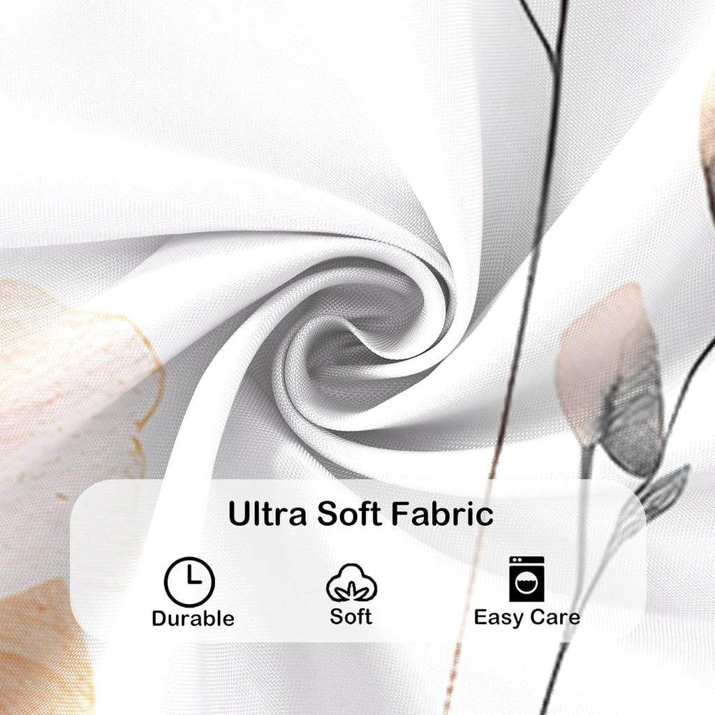 Gray Beige Floral Shower Curtain, Watercolor Floral Bathroom Shower Curtain, Modern Simple Waterproof Fabric Bathroom Decor