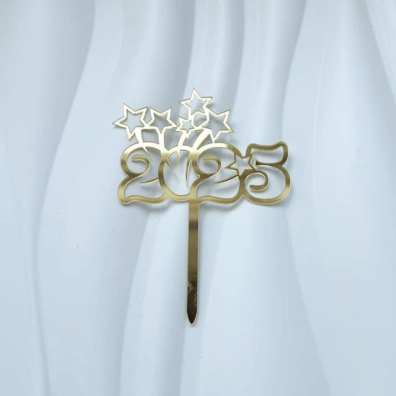 5 шт. Ручной почерк 2025 торт Топпер золотые акриловые украшения для торта Рождественский кекс Топпер для новогодней вечеринки