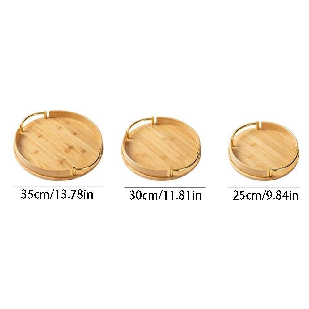 Round Shape Bamboo Tray Large Capacity Fast Food Tray Vintage Tea Set  Restaurant Use