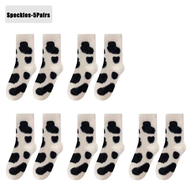 1-20Pairs Winter Warm Padded Socks Thick Mink Plush Cartoon Socks for Girls, Soft Skin-Friendly Home Sleep Socks for Autumn