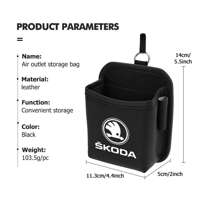 AAABT1 For Skoda Car Air Outlet Storage Box Hanging Phone Lipstick Lighter Organizer Bag Holder Rapid Octavia Derivative Enyaq-iV