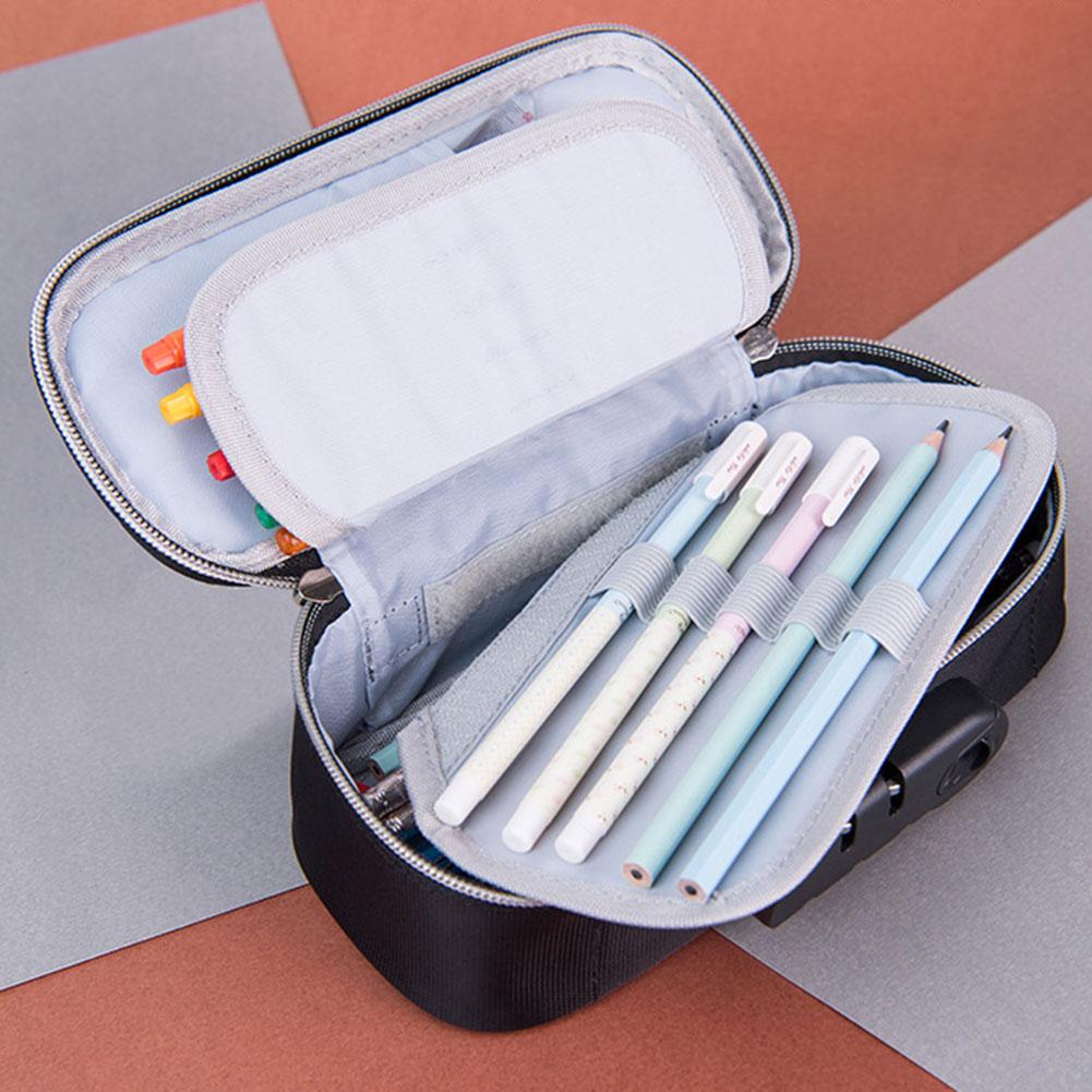 Портативный пенал с замком-паролем, большая вместительная сумка для карандашей, органайзер для канцелярских принадлежностей для школьников, пенал для карандашей