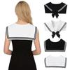 White Striped Sailor Fake Collar Cape Bow Tie Retro Blouse False Collars  Clothes Decoration