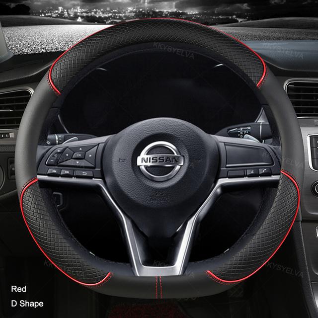 Автомобильный чехол на руль D Тип из искусственной кожи для Nissan X-trail Qashqai Rogue Sport Rogue 2017 2018 Altima Versa