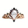 1Pc Stylish Multifunctional Rose Gold Crown Ring with Droplet Synthetic Zircon Ring