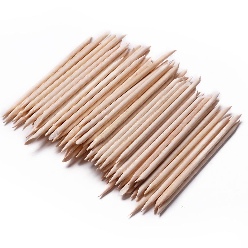 Orange Wood Nail Art Sticks: 100 Double-Ended Wooden Cuticle Pushers (7.5cm)