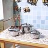 Миниатюрная кухонная посуда из нержавеющей стали для кукольного домика 1/12, имитация кастрюли из нержавеющей стали