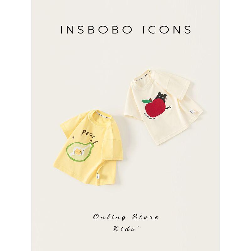 Insbobo Kidsren's Short-Sleeved 2026 Summer New Style Boys' T-Shirts, Fashionable Baby Kidsren's Clothing, Girls' Tops, Summer Style Trendy