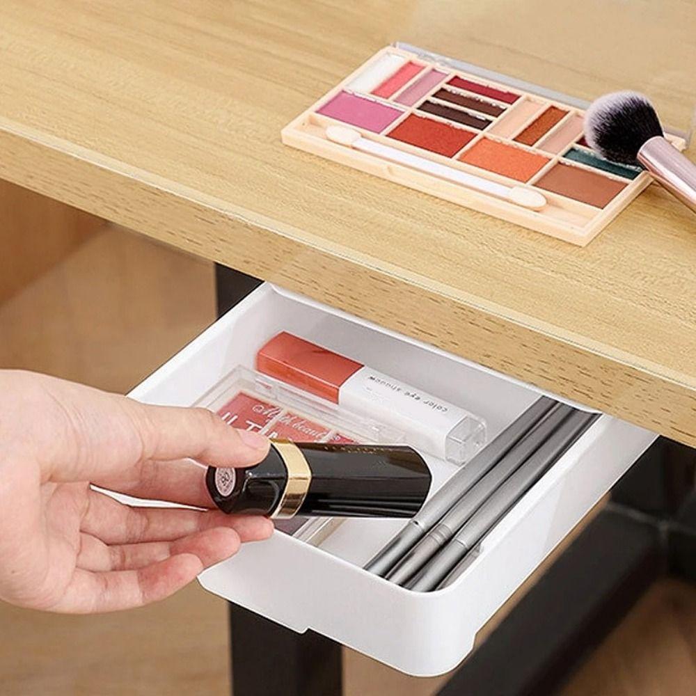 Large Capacity Undertable Drawer Self-Adhesive Hidden Drawer Cosmetics Stationery Organizer