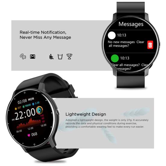 ZL02D умные наручные часы многофункциональный мониторинг здоровья полный сенсорный экран модный монитор сердечного ритма умные наручные часы для повседневной жизни