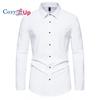 Cozy Up Men's Solid Long-sleeved Stretch Wrinkled Casual Button Shirt