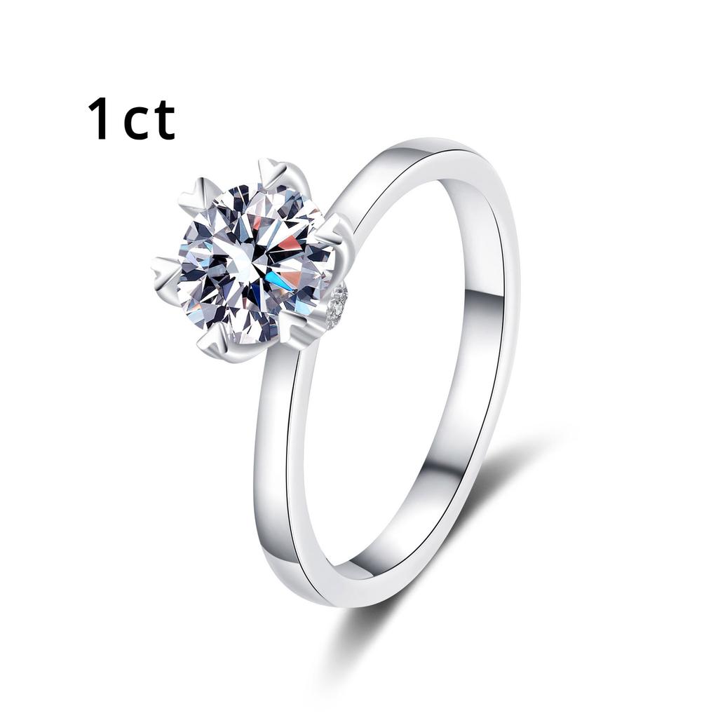 Женское кольцо из стерлингового серебра S925, кольцо с шестью когтями в форме сердца из муассанита, кольцо с позолотой pt950