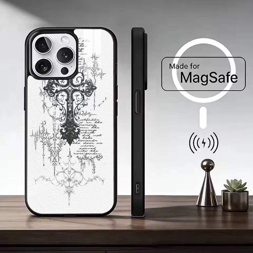 C-Cool Dark Catgothic C-Cross For Magsafe Phone Case for iPhone 17 16 15 14 13 12 11 Series Wireless Charging