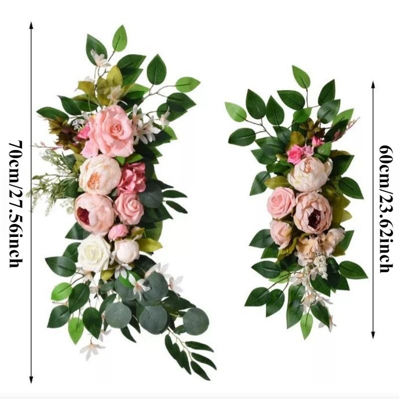 2pcs Artificial Crescent Flower Swag Wedding Arch Decor Fake Floral Finished for T Stage Road Lead Party Ceremony Event Supplies