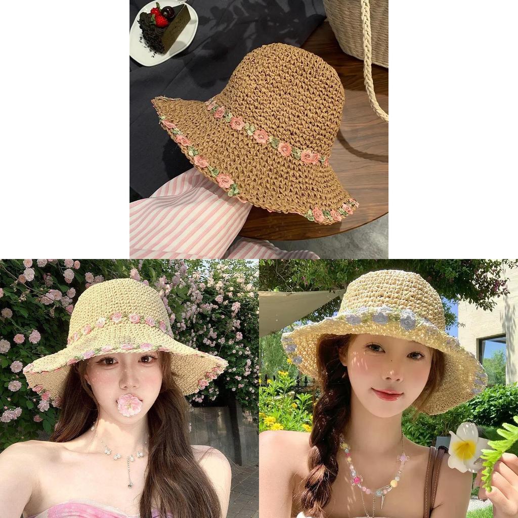 Vegetable Fiber Floppy Hat With Large Brim And Handmade Craft For Outdoor Sun Protection And Picnic