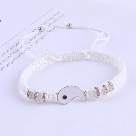 2 шт. Парные браслеты 2 подходящих браслета Инь-Ян ручной вязки для мужчин и женщин, регулируемые браслеты со сверкающими стразами на День святого Валентина