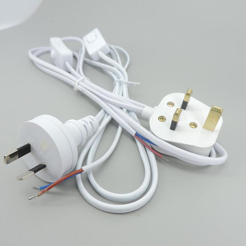 Transparent White Black UK AU EU US AC Desk Lamp Power Supply Extend Connector Adapter Cable Repair Cord Electric Switch Plug