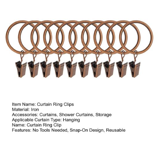 10 шт. Кольца для штор с клипсами Полированное железо Не требуются инструменты Защелкивающиеся