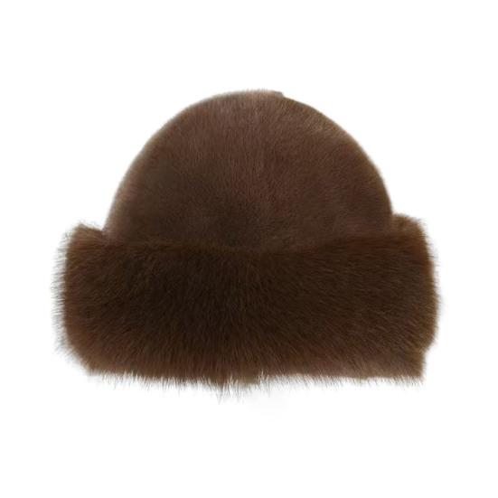 Faux Fur Winter Bucket Hat Solid Color Soft Texture Thickened Warm Plush Hat Gentle Feel Winter Headwear