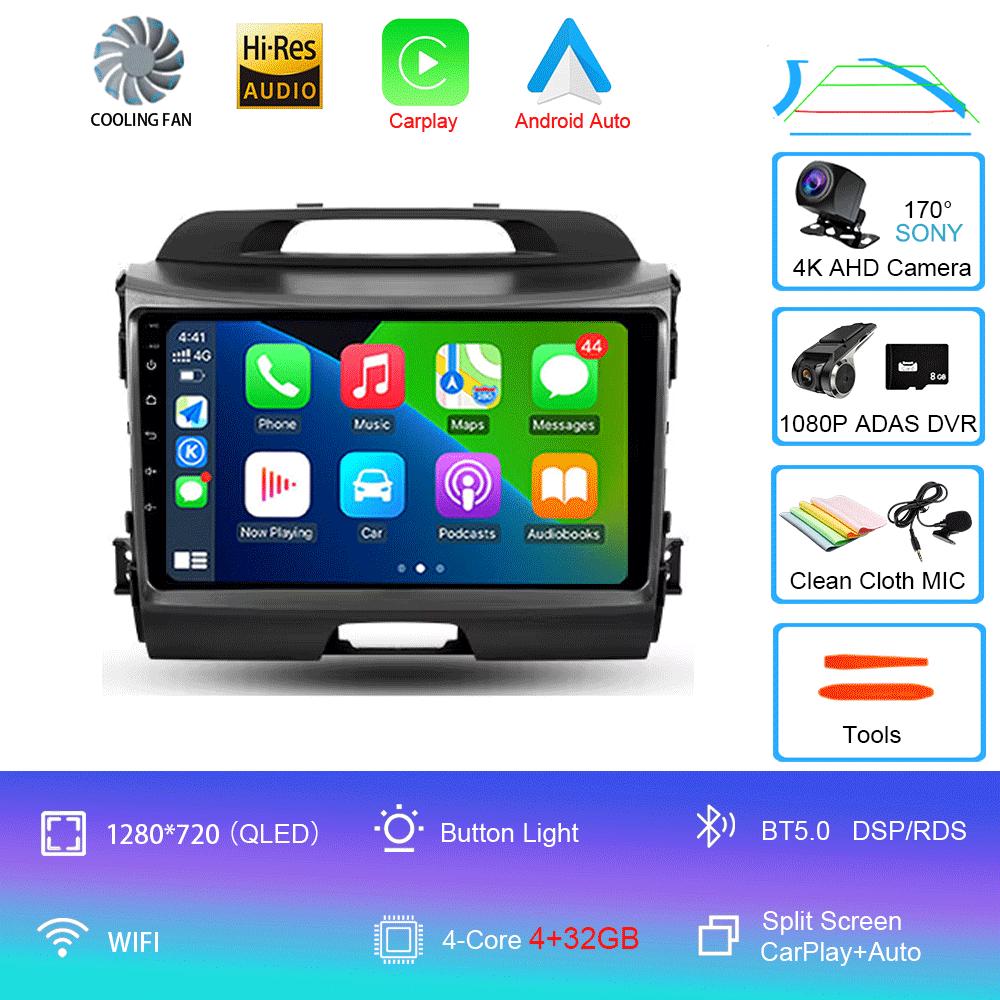 Для KIA Sportage 3 2010-2015 2016 Автомагнитола Android 14 Беспроводной CarPlay Auto 4G+WIFI Мультимедийный Видеоплеер GPS 2din Автомагнитола