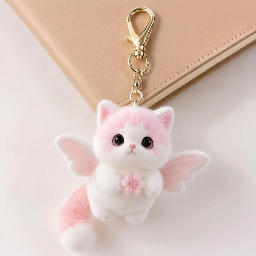 Soft Cat Plush Keychain Realistic Kitten Cat Plush Keyring Backpack Accessories