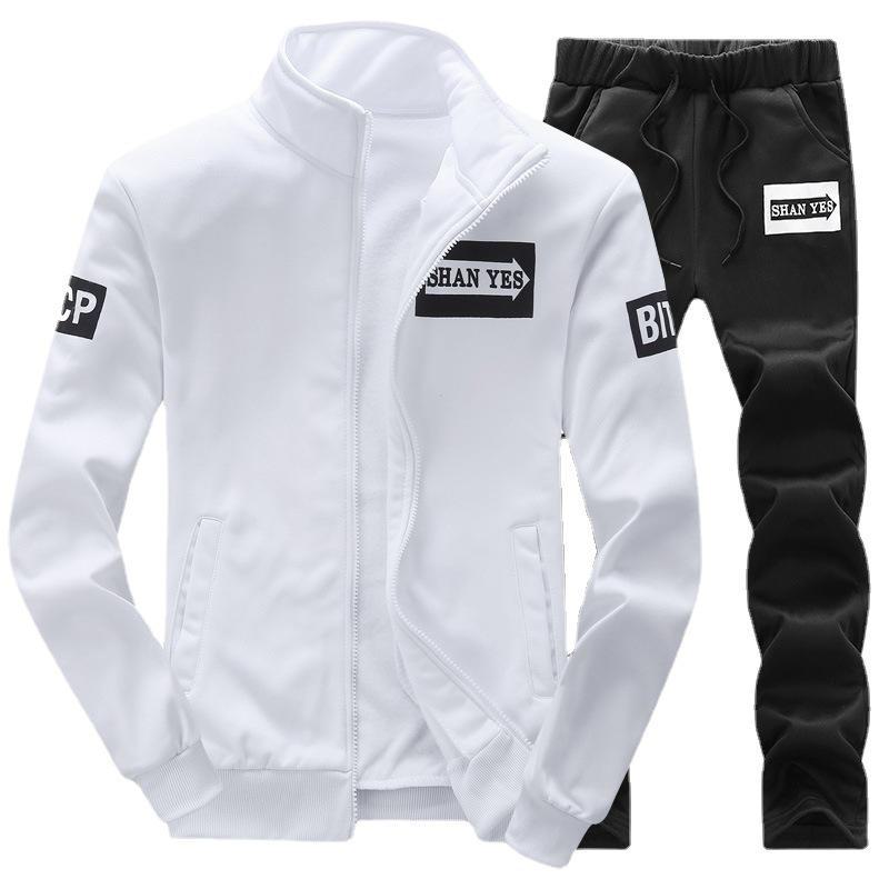 Европейский трансграничный спортивный костюм: Мужская и парная толстовка с воротником-стойкой на весну и осень