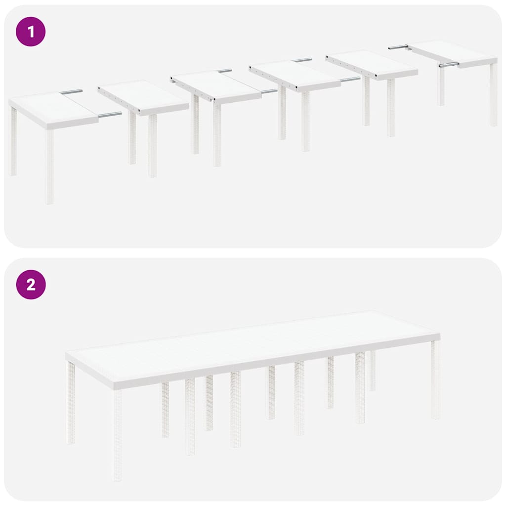 Garden Table White 300 x 100 x 73 cm Poly Rattan