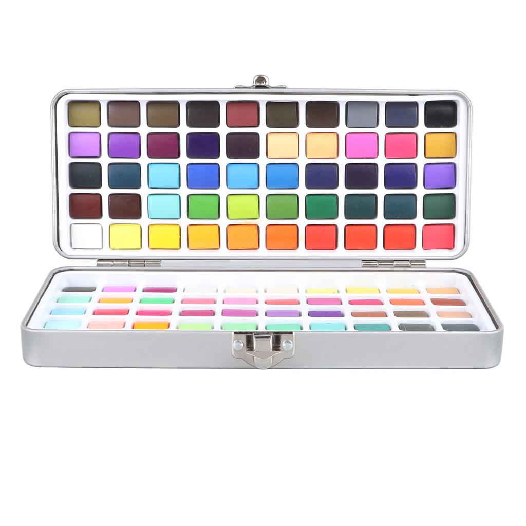 100 Colors Watercolor Paint Set Portable Iron Box Watercolor Paint Kit with 3 Brushes for Kids