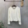 C S In The Room emboSSed Button Puff Sleeve Flare Long Sleeve blouSe 3 Color