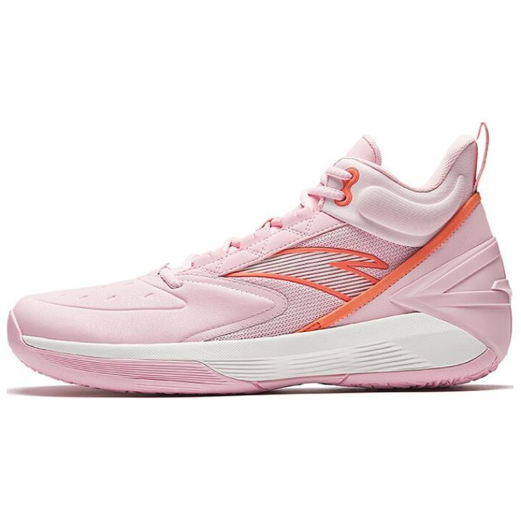 Anta Cushioning Slip Resistant Abrasion Resistant High top Basketball Shoes Men's Pink Orange 912511604Q-4