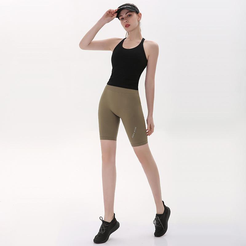 Короткая майка с подушкой для груди для бега, фитнеса, классическое платье для занятий йогой, дышащий быстросохнущий топ с нитью