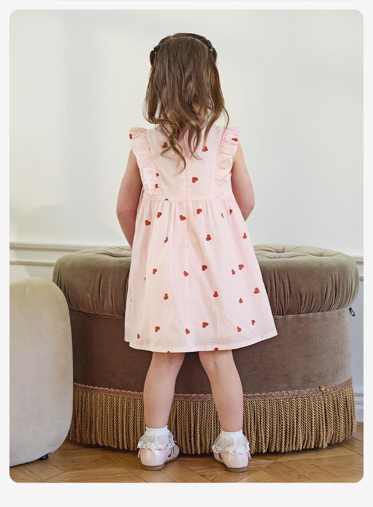 Davidella girls' Lyocell dress summer new style children's princess dress baby printed dress
