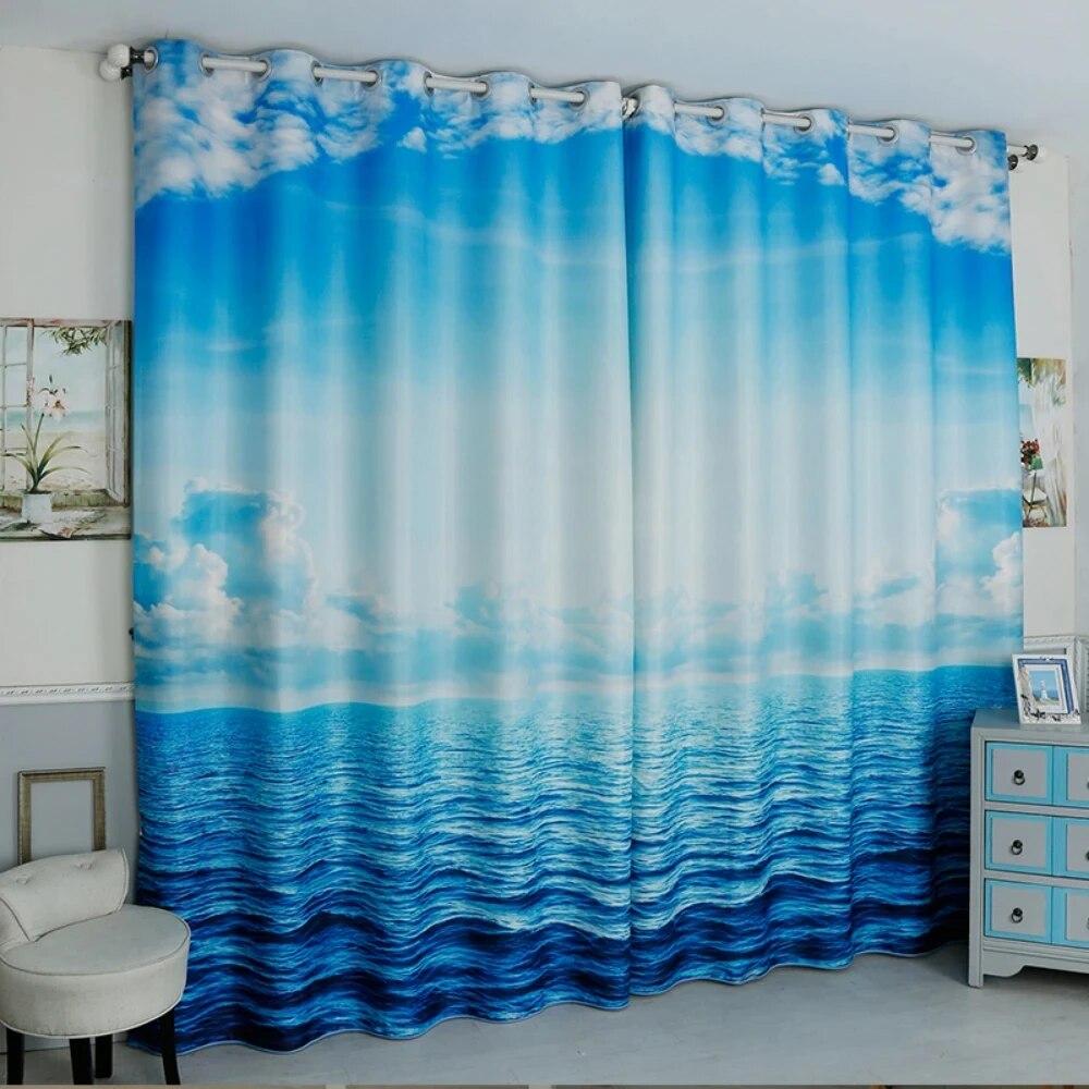 Занавеска с скандинавским пейзажем и высокой степенью затенения, снежная гора, зеленый лес, закат, цветы, затемненная драпировка для отеля, спальни, гостиной, залива, новинка