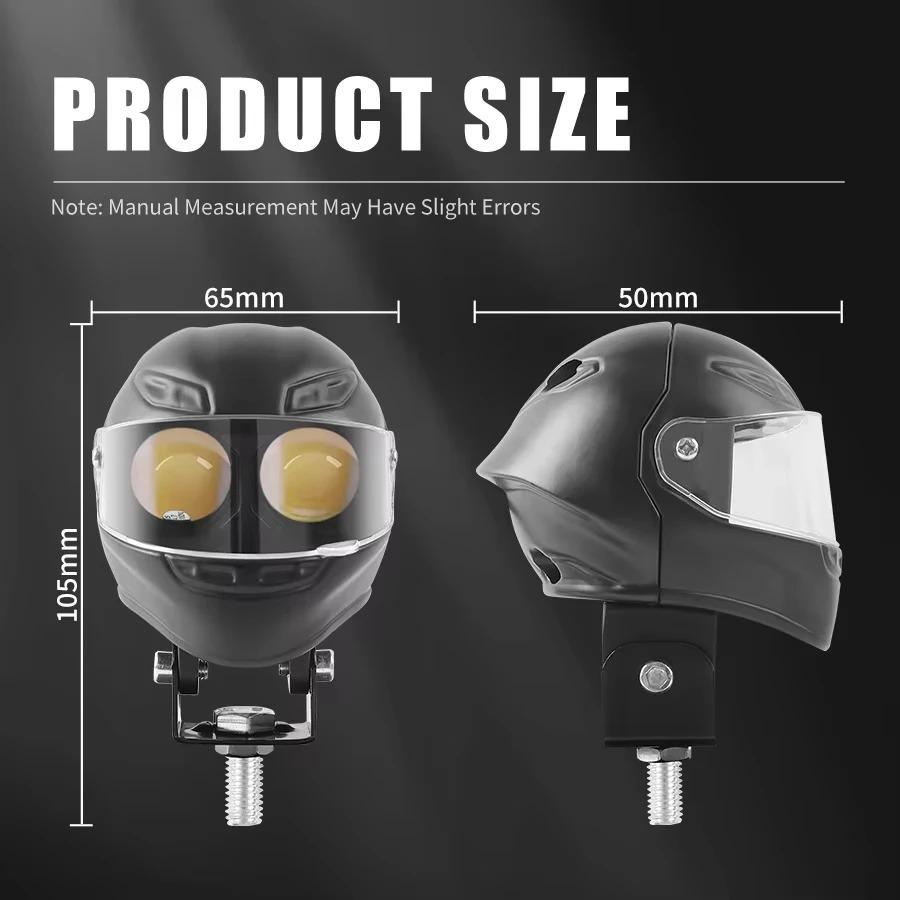 1PCS Motorcycle Car LED Headlight Modified Light Helmet Spotlights Dual Eye White Yellow 12V Electric Vehicle Truck Motorbike