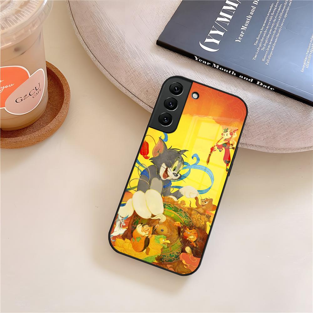 Пара J-JerryS Мышь TomS Чехол для телефона Стекло Для Samsung Galaxy S20 S25 S21 S22 S24 S23 Ultra Fe Plus A54 A16 A24 A55 A53 M54 Coq