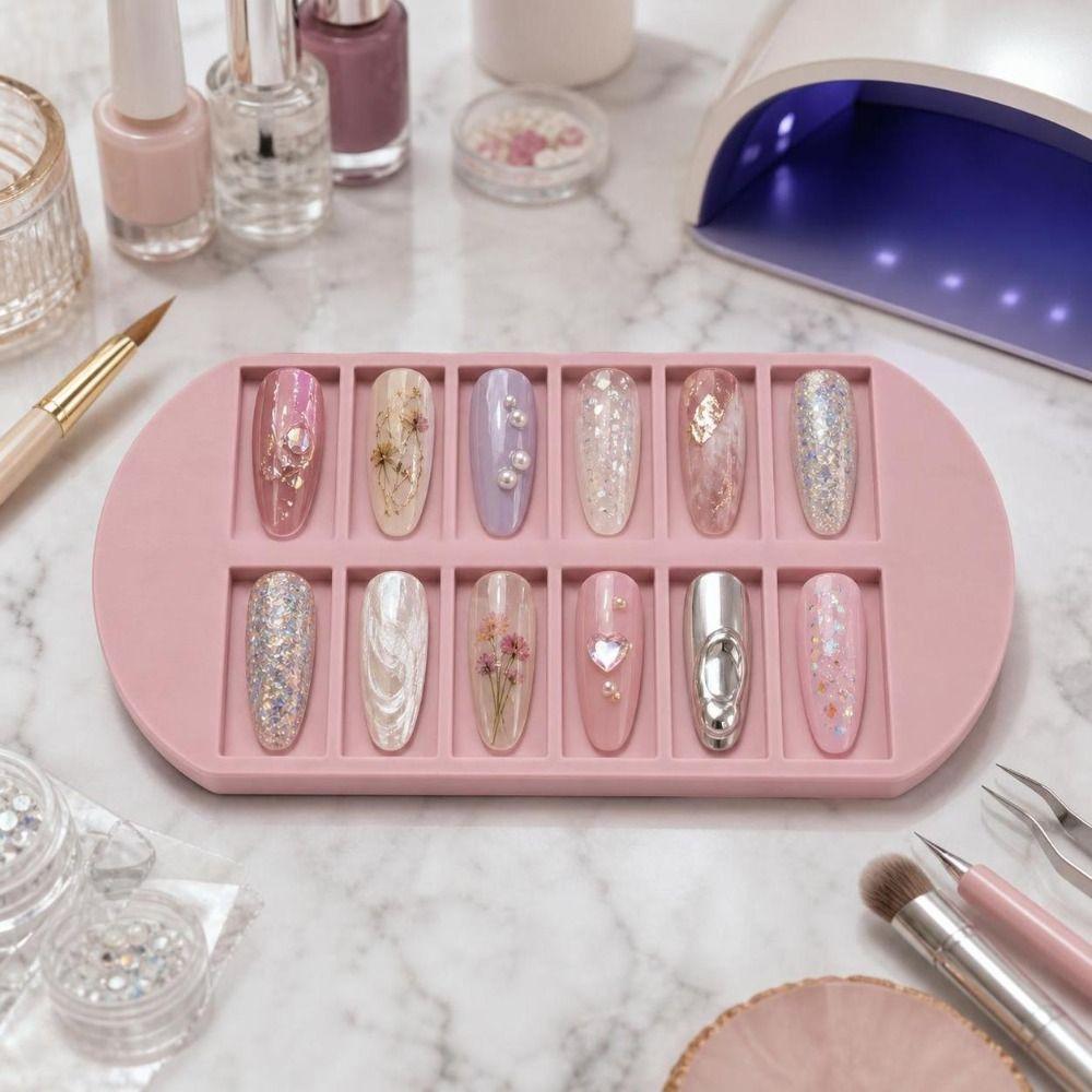 Reusable False Nail Display Organizer 8 Grids Nail Storage Tray Home Salon Use