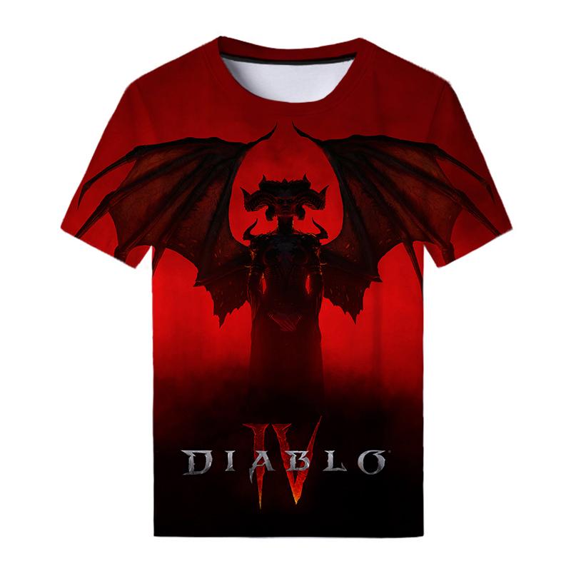 Новая игра Diablo 4, футболки с 3D принтом для мужчин и женщин, повседневная модная уличная одежда, футболка большого размера с короткими рукавами, детские футболки, топы, одежда