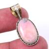 Natural Pink Opal Gemstone 925 Solid Sterling Silver Two Tone Pendant 1.25" K6a88