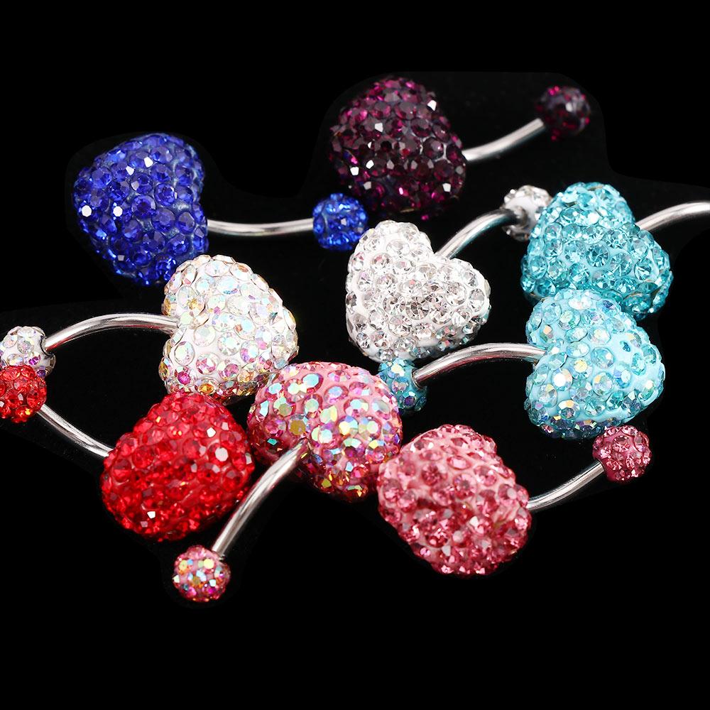 Heart-shaped Crystal Stainless Steel Umbilical Ring Navel Piercing Body Piercing Belly Button Rings