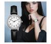 Analog Watch with Faux Leather Black Women's Strap,