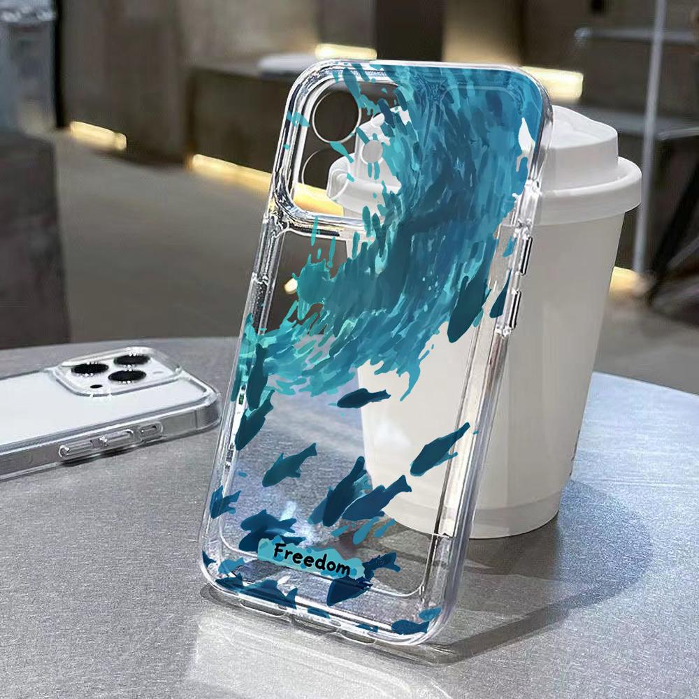 Милый чехол для телефона Ocean Animal для iPhone 11, чехол Funda для iPhone 13, 12, 14, 15, 16, Pro Max, 8, 7 Plus, XR, XS, X SE, прозрачный защитный чехол