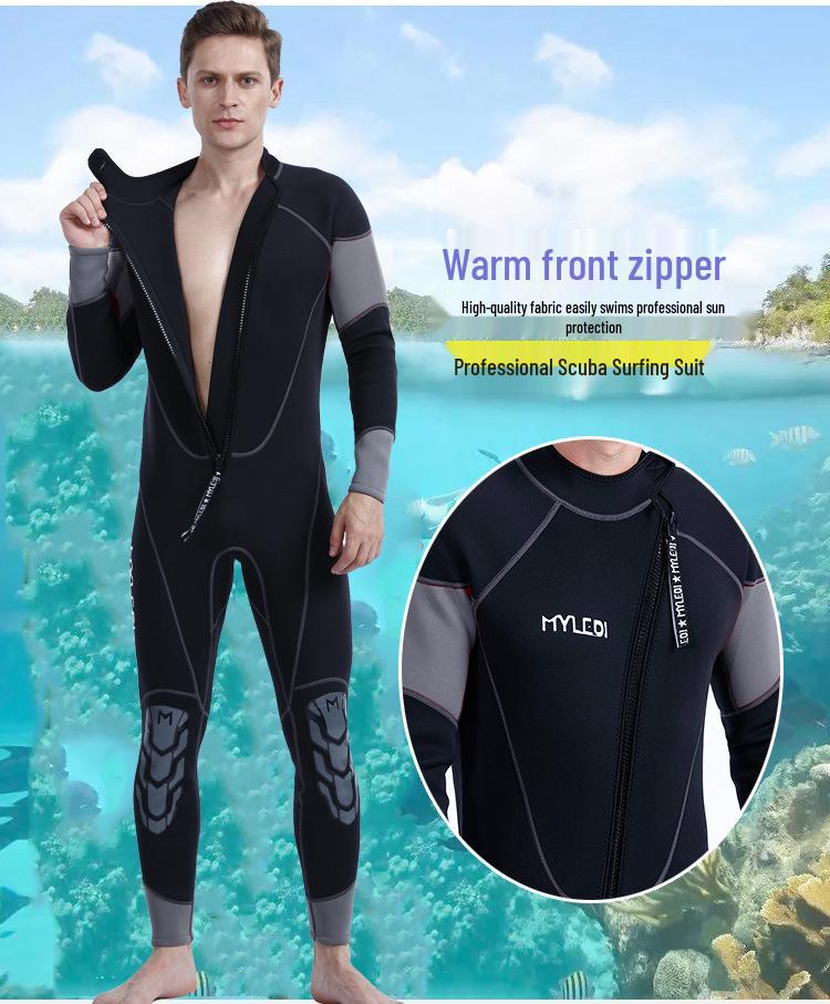 Мужской цельный гидрокостюм с длинными рукавами 3 мм для дайвинга и серфинга